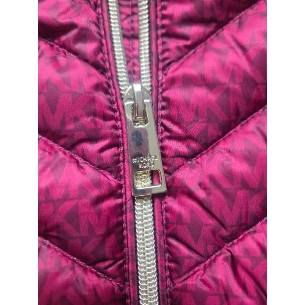 Michael Kors MK Logo Puffer Vest Jacket Dark Brandy Size L